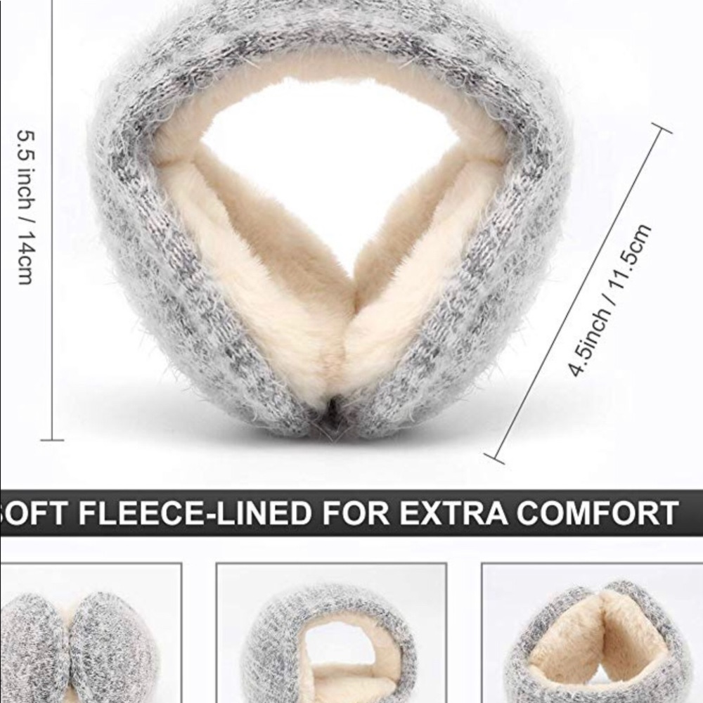 NWOT Gray fur lined ear muffs ear warmers - Picture 2 of 6